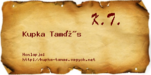 Kupka Tamás névjegykártya
